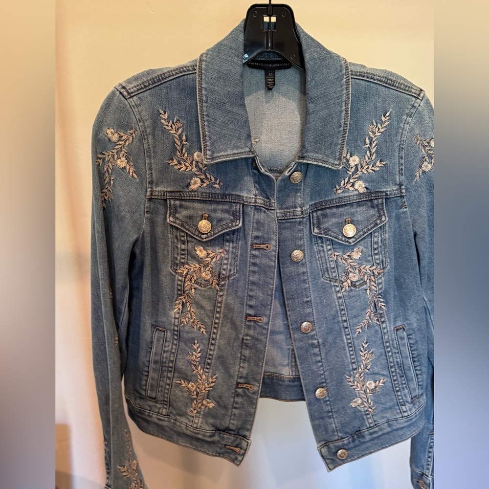 White House Black Market Blue Denim Jacket